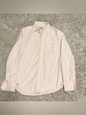 American Eagle Men's Light Pink Button-Down Shirt - Casual Oxford Style
